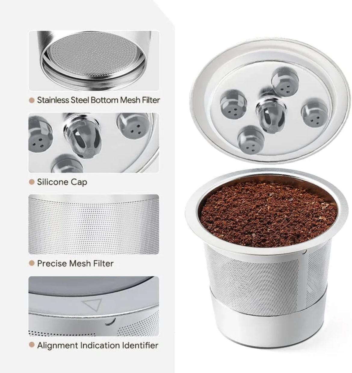 Refillable K Cups Stainless Steel Reusable Keurig Pods Eco-Friendly Coffee