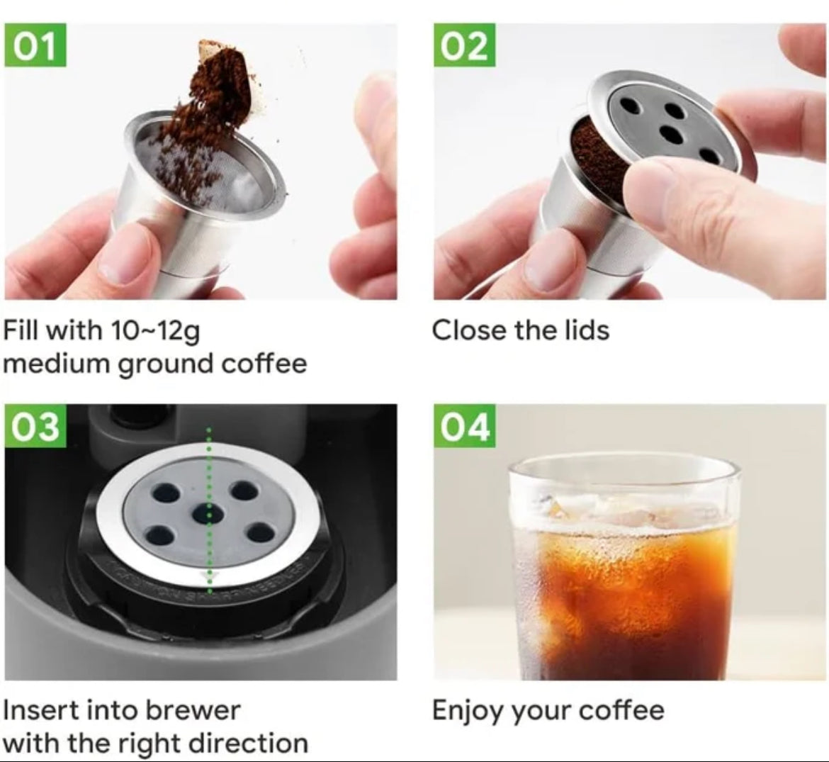 Refillable K Cups Stainless Steel Reusable Keurig Pods Eco-Friendly Coffee