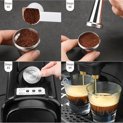 Reusable Refillable Pods for LOR Coffee Machines Stainless Steel Capsules L'Or Barista