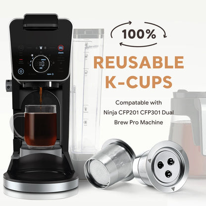 Reusable K Cups Coffee Pod Stainless Steel Refillable Keurig Ninja Dual Brew Pro Machine